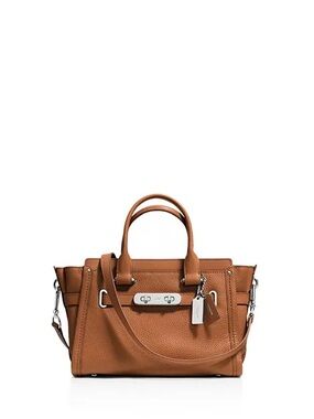 Coach Swagger 27 Burnished Leather Satchel Brown Crossbody Bag